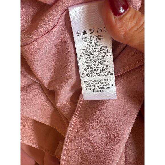 Dress the population tess tiered satin down rose canyon size small - Picture 11 of 12